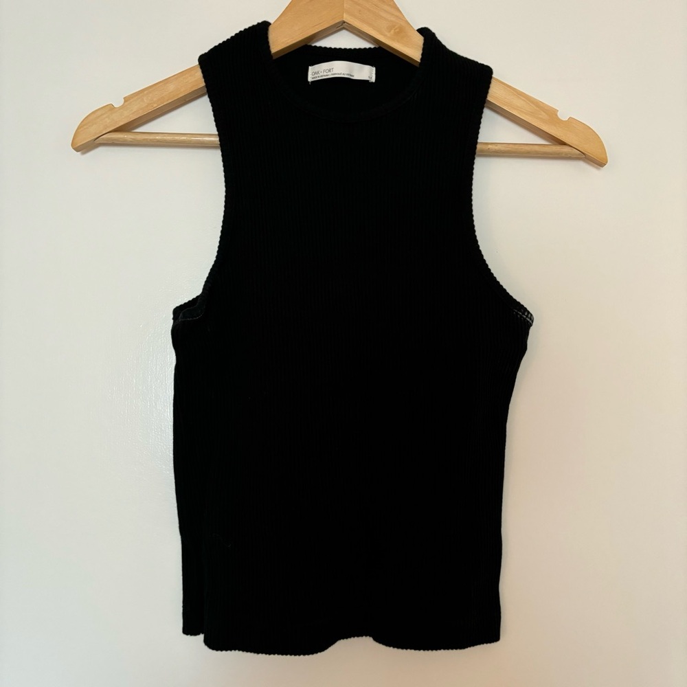 OAK + FORT Ribbed Tank Top in Black